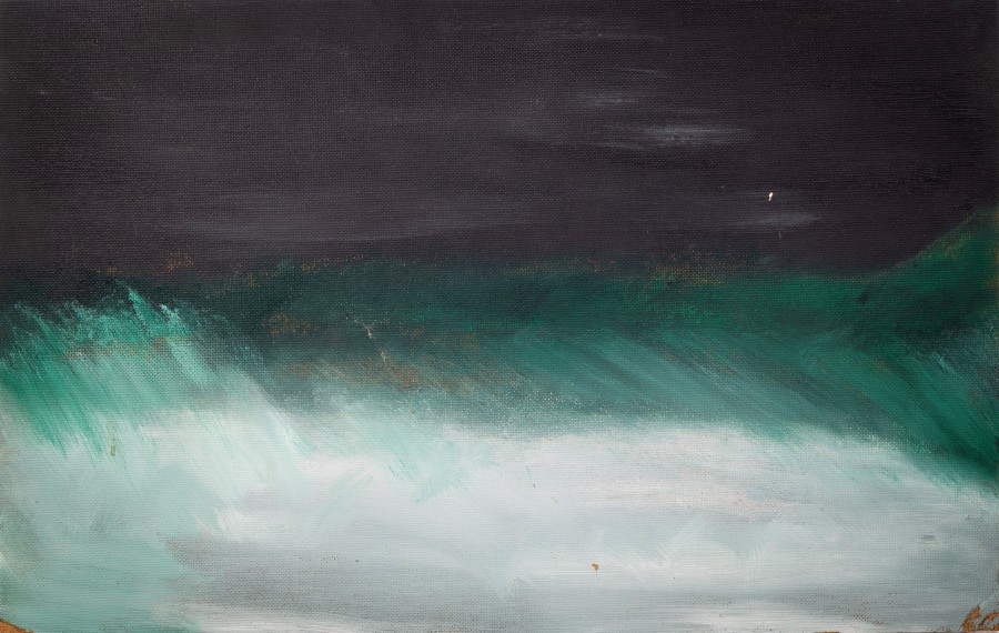Clouds and Water, Snow and Night — acrylic on hardboard
