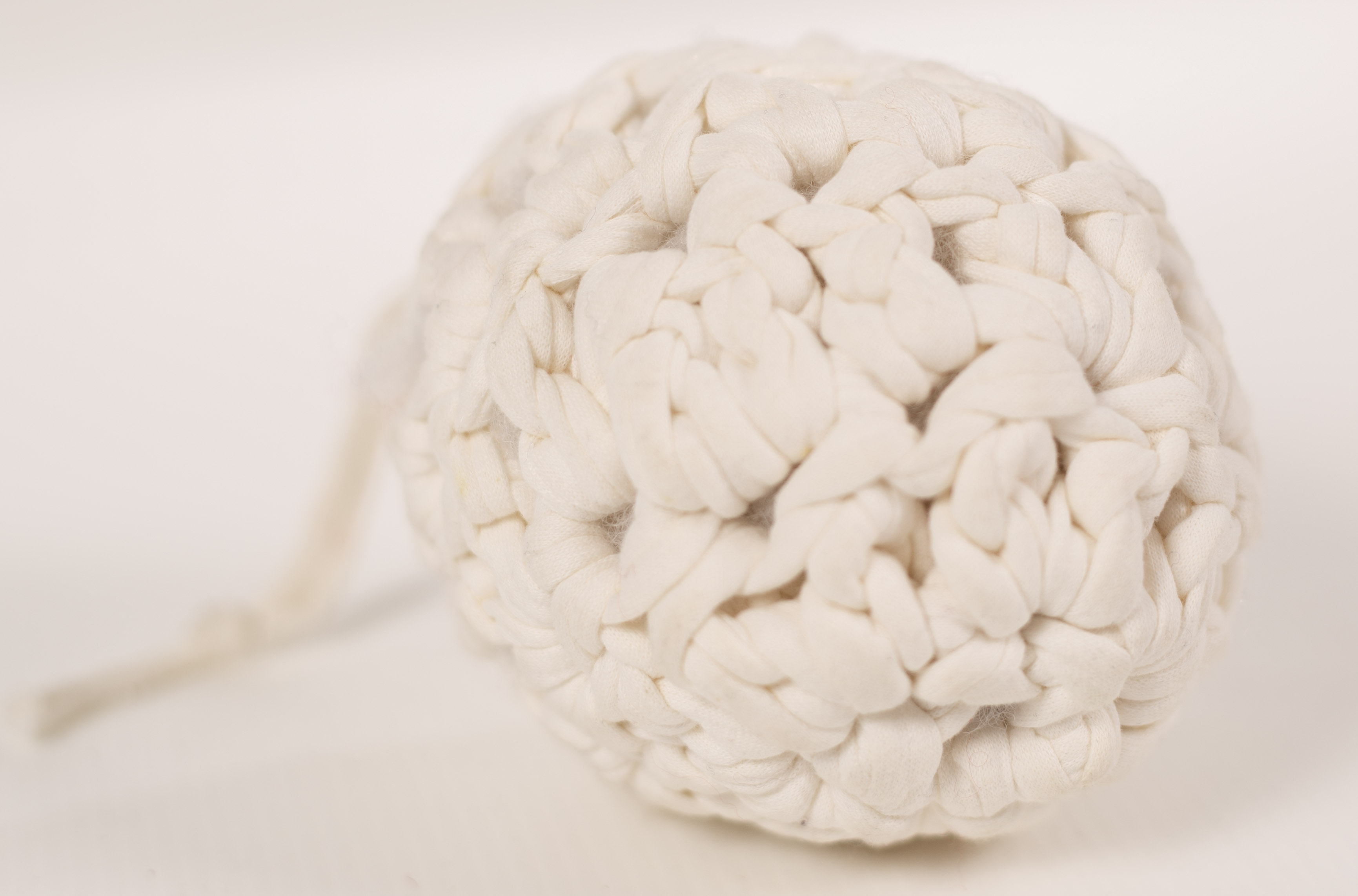 White sphere — reused t-shirt cotton